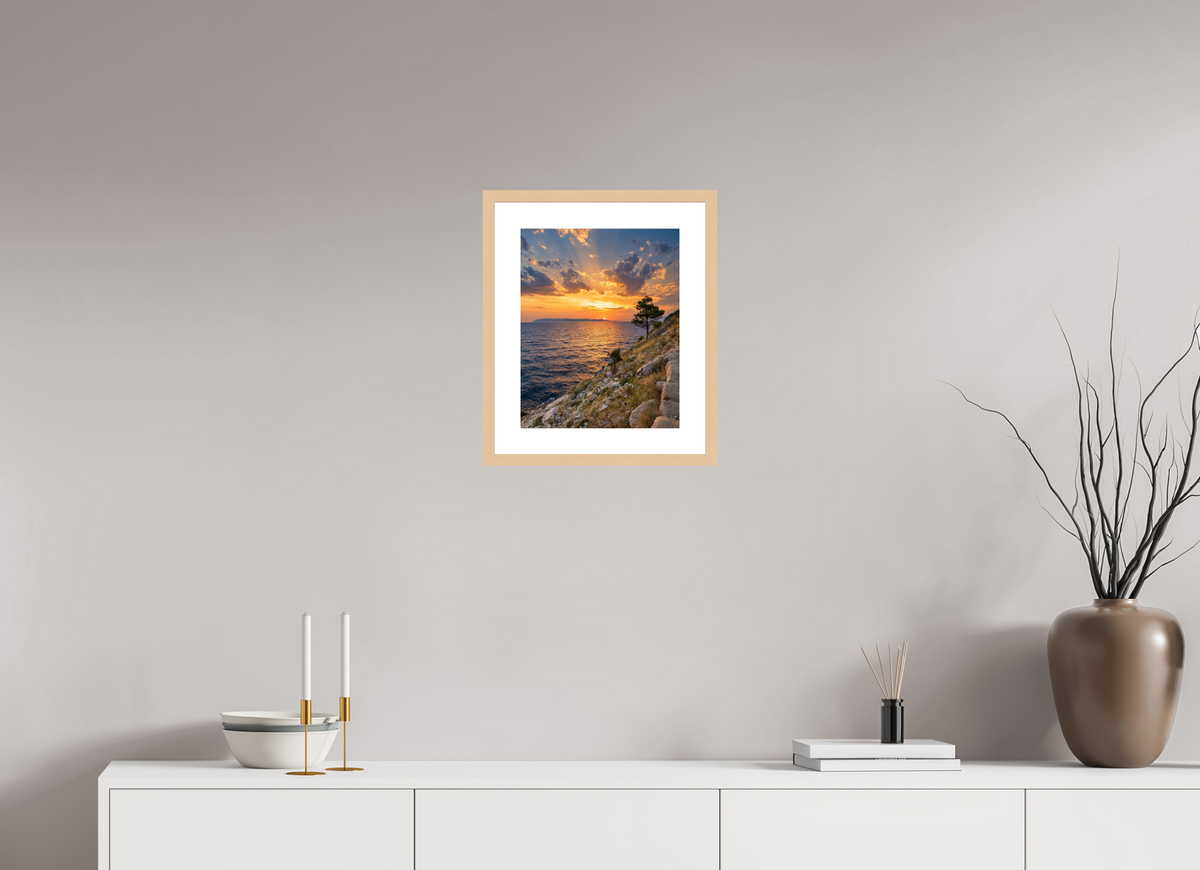30 x 37,5 cm, Fineartprint im Rahmen - natur Adriatic Afterglow