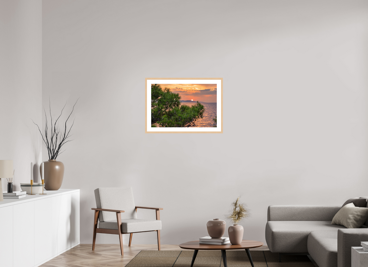 75 x 50 cm, Fineartprint im Rahmen - natur Pines in the Last Light