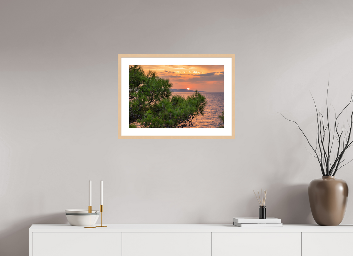 60 x 40 cm, Fineartprint im Rahmen - natur Pines in the Last Light