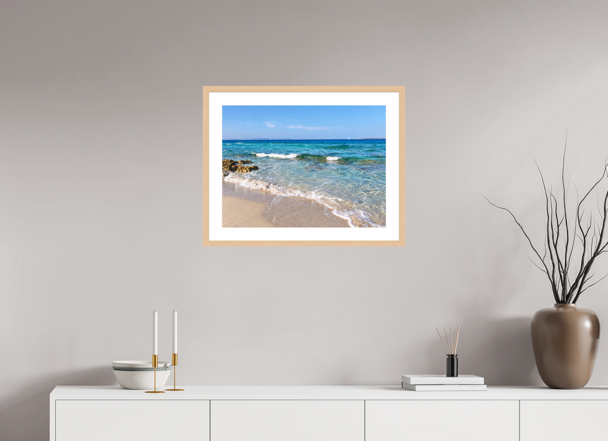 60 x 45 cm, Fineartprint im Rahmen - natur Turquoise Whispers